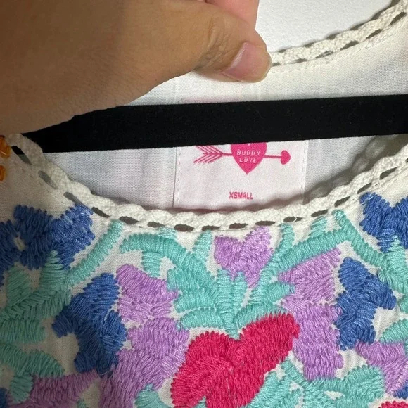 Buddy Love embroidered floral Mexican wedding dress boho size XS resort vacation - Picture 4 of 9